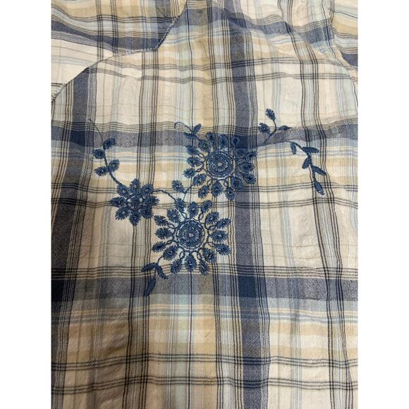 Rockmount Ranch Wear Top Womens Large Western Shirt Pearl Snap Embroidered Blue - Picture 7 of 8